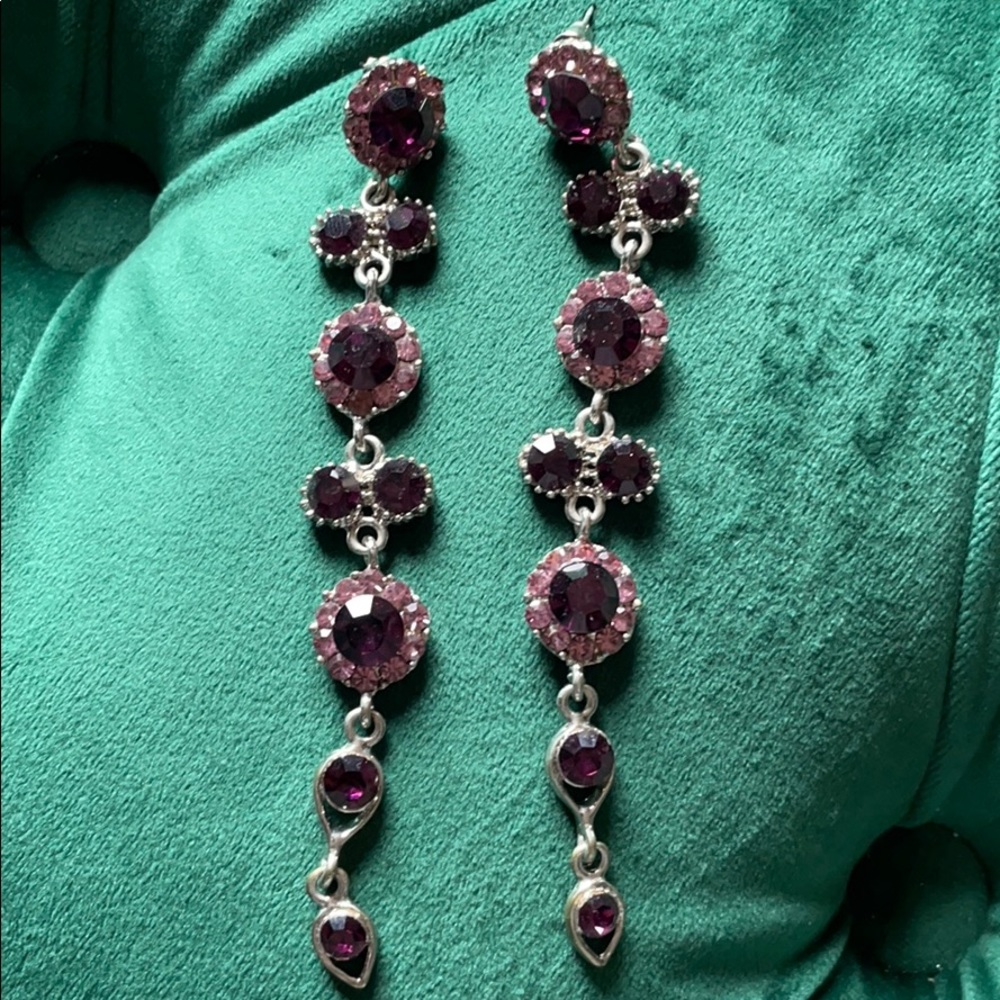 Linear Drop Jeweled Earrings